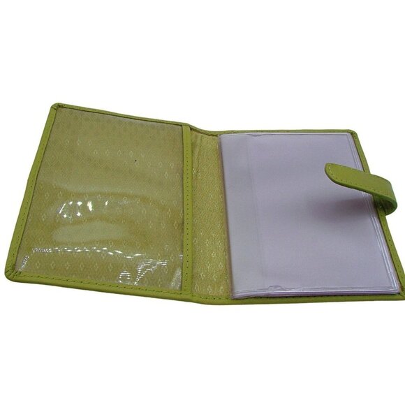 Genuine Leather Card ID Holder Photos Small Wallet Lime Green 4x3" Pocket Wallet - Picture 4 of 10